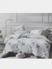 Белый комплект постельного белья, 1,5 спальный, сатин