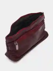 Багровый косметичка женская, из натуральной кожи