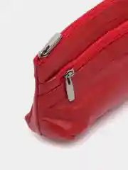 Красный косметичка женская, из натуральной кожи