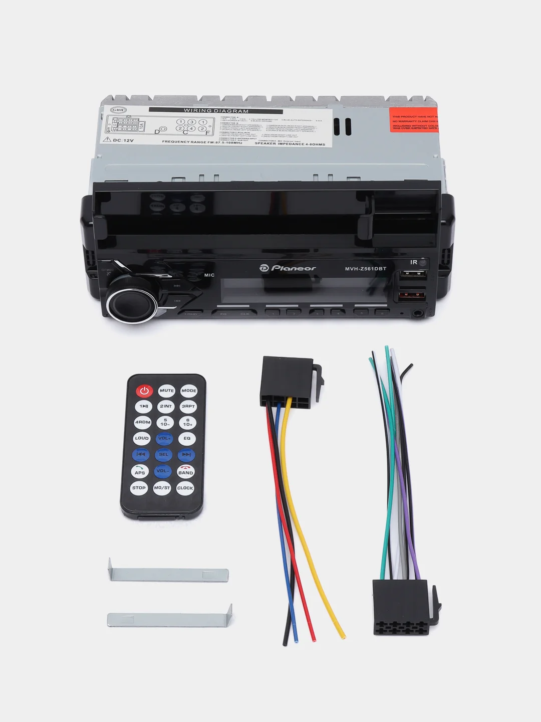 Магнитола автомобильная, с держателем телефона, 1 DIN, Bluetooth, AUX, USB