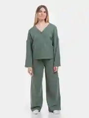 Зеленый пижама женская из хлопка, со штанами и рубашкой/ костюм женский, подарок