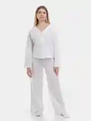 Белый пижама женская из хлопка, со штанами и рубашкой/ костюм женский, подарок