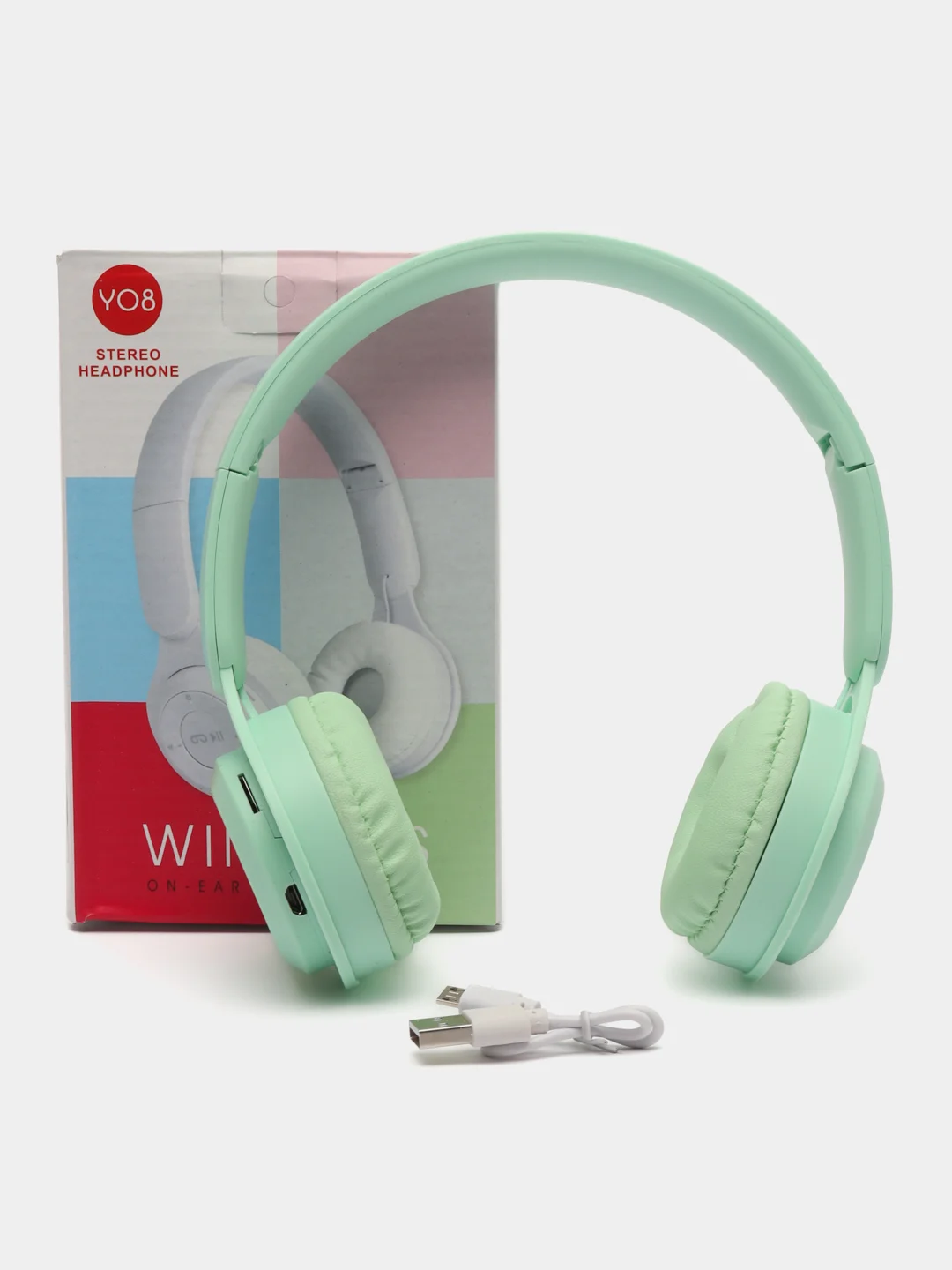 Зеленый беспроводные наушники Y08 Bluetooth 5.0 с микрофоном, FM SD Mp3