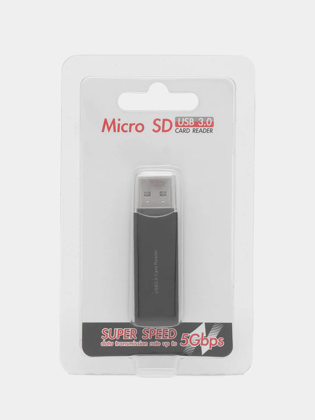 Черный картридер  USB 3.0 для карт памяти micro SD, до 2 TB