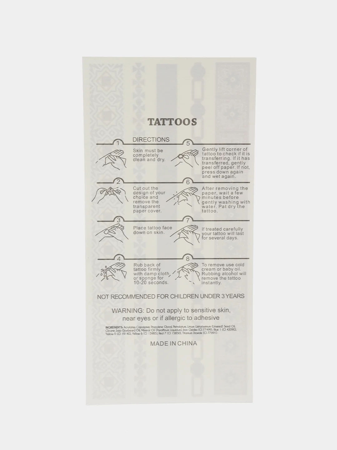 Золотой временные татуировки Flash Tattoo
