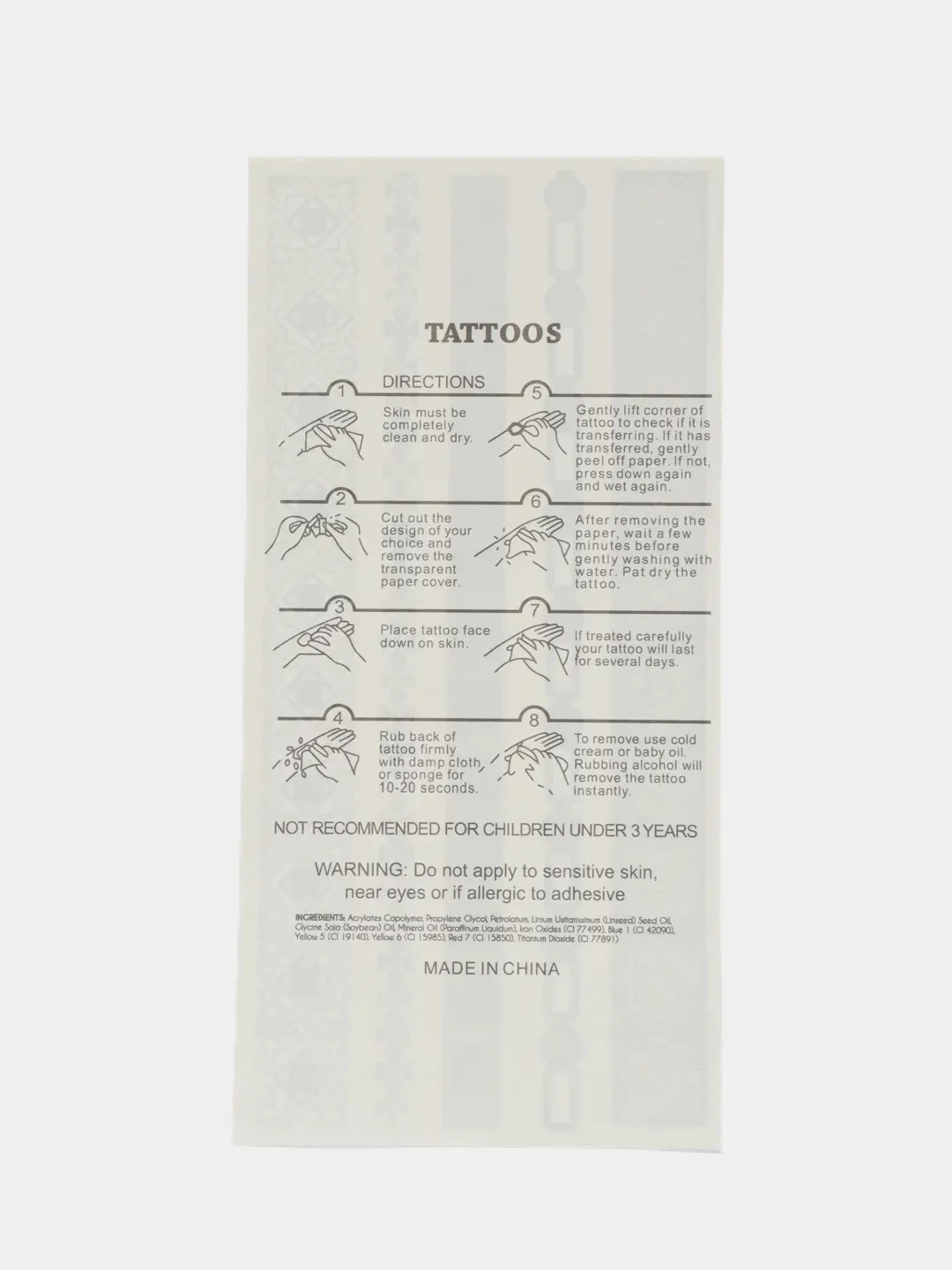 Синий временные татуировки Flash Tattoo