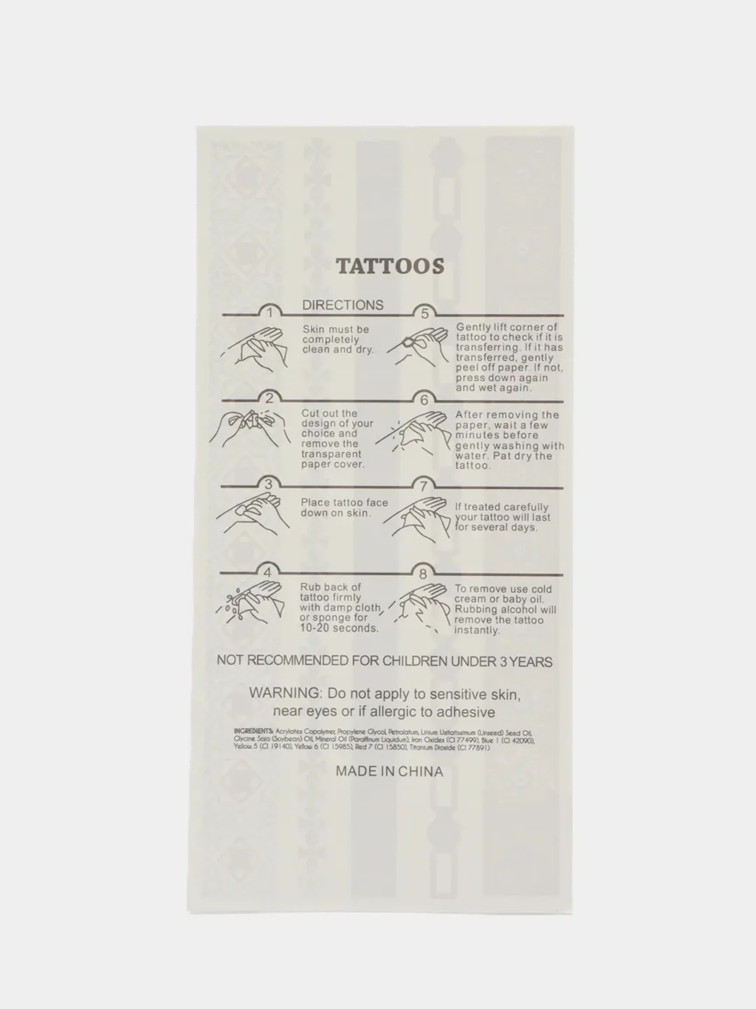 Золотой временные татуировки Flash Tattoo