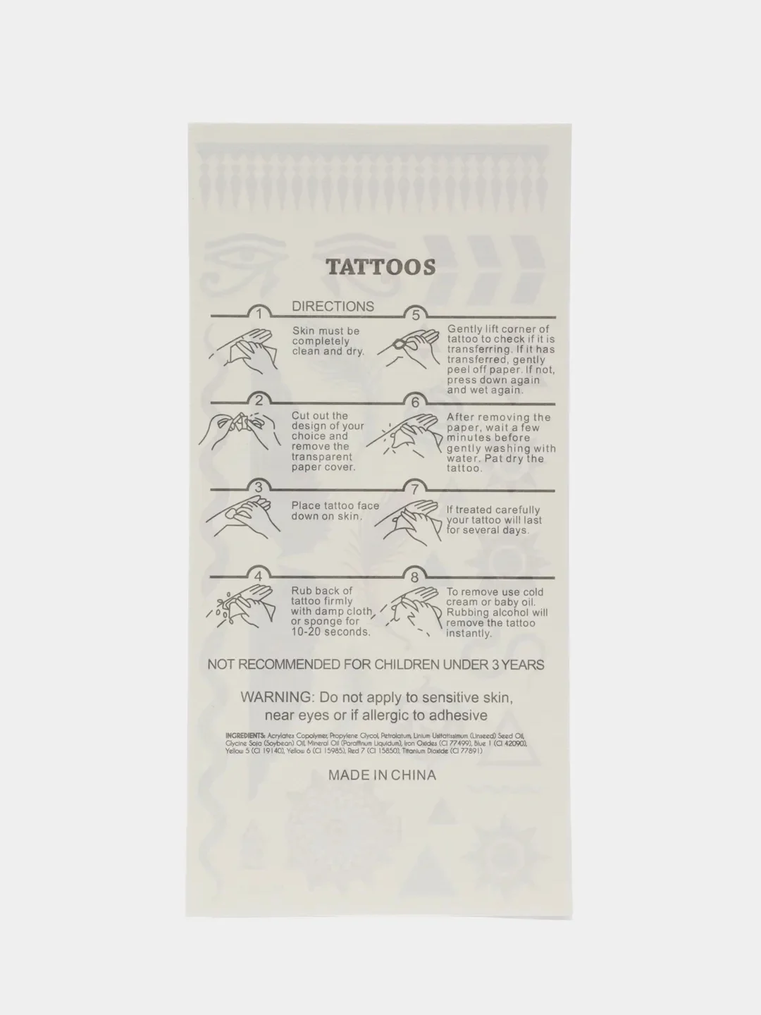 Синий временные татуировки на тело, FLASH TATTOO