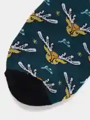 Лесной зеленый новогодние носки с оленями, санта, котик