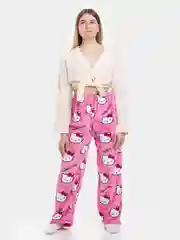 Розовый женские домашние пижамные штаны Hello Kitty, фланелевые