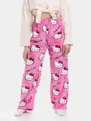 Розовый женские домашние пижамные штаны Hello Kitty, фланелевые