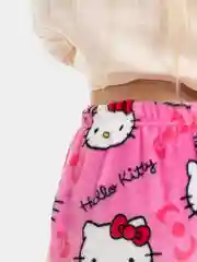 Розовый женские домашние пижамные штаны Hello Kitty, фланелевые