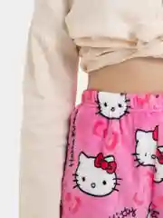 Розовый женские домашние пижамные штаны Hello Kitty, фланелевые