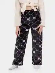 Черный женские домашние пижамные штаны Hello Kitty, фланелевые