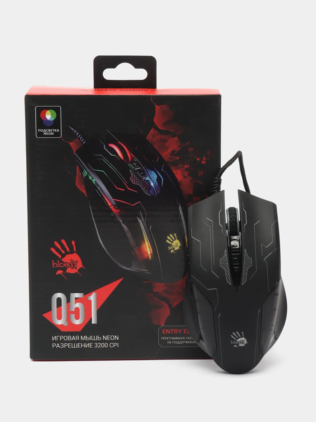 Черный мышь компьютерная игровая A4Tech Bloody Q51, оптическая, USB