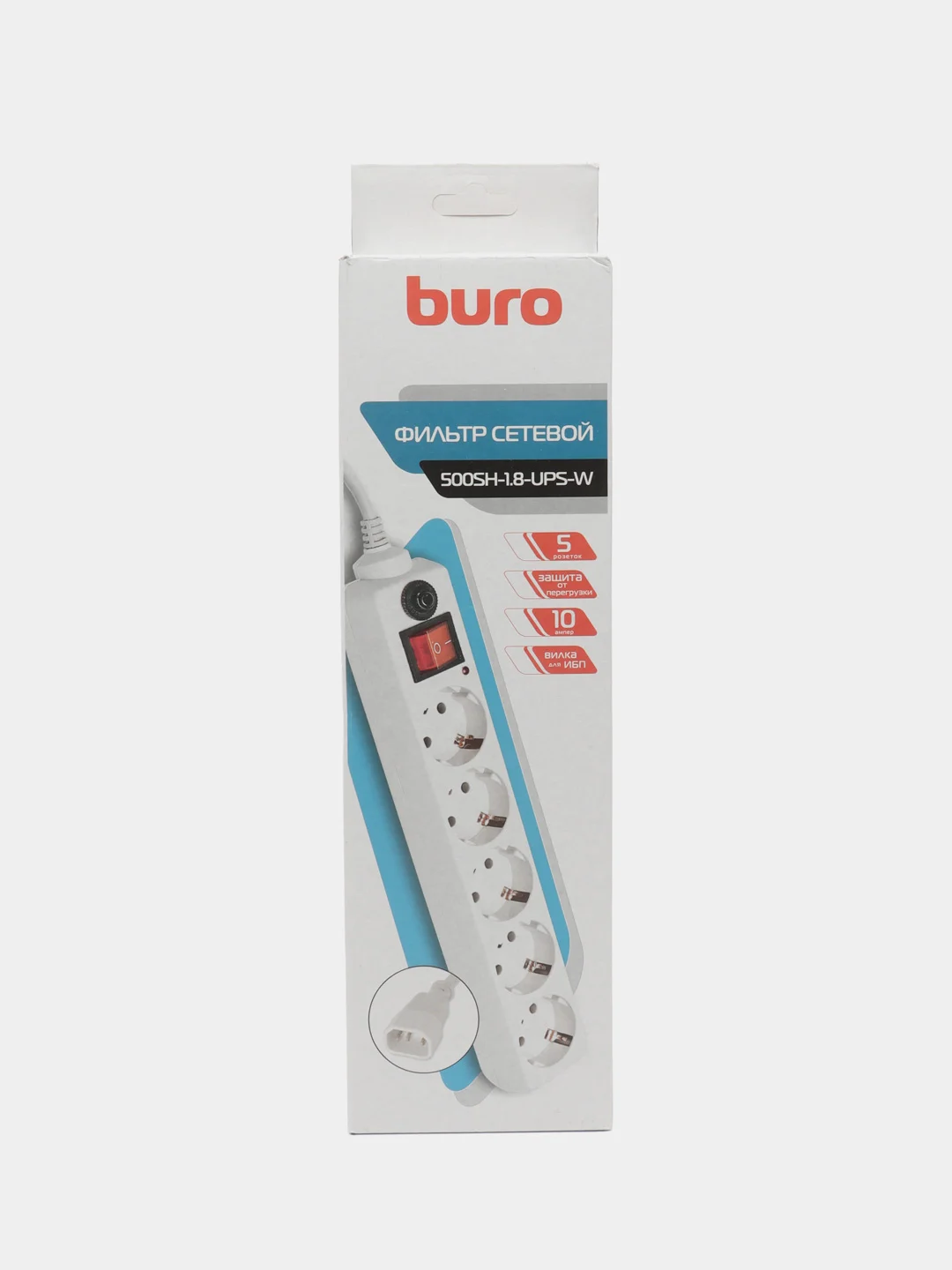 Белый сетевой фильтр Buro 500SH, IEC320, 1.8 м
