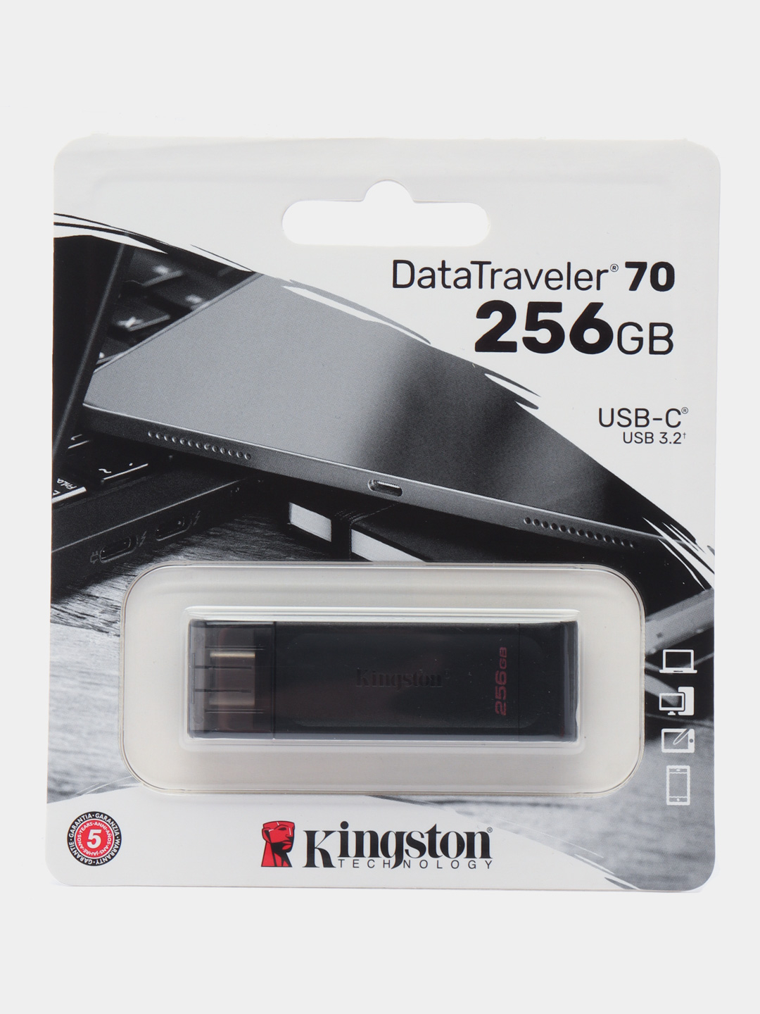 Флешка Kingston DataTraveler 70, Type-C, 64 ГБ / 128 ГБ / 256 ГБ купить по  цене 1090 ₽ в интернет-магазине Магнит Маркет