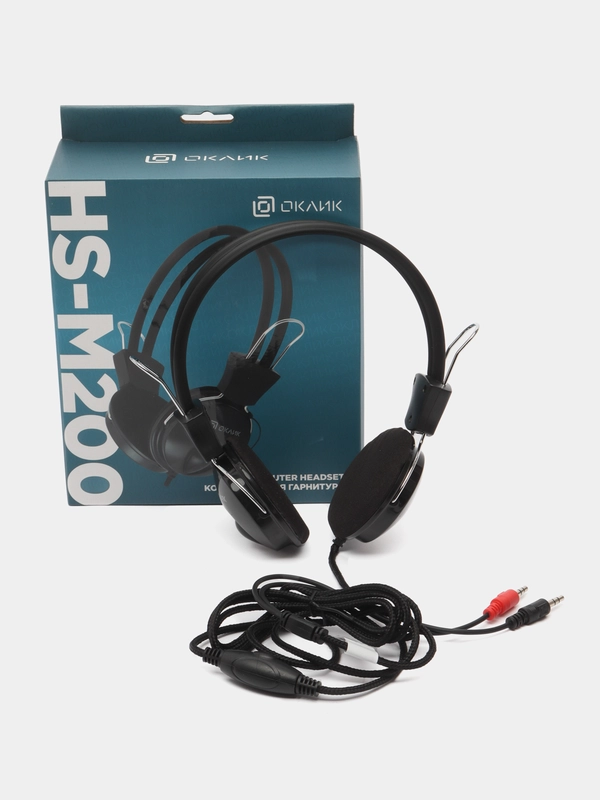 Наушники компьютерные Oklick HS-M200, с микрофоном, накладные, 1.8 м