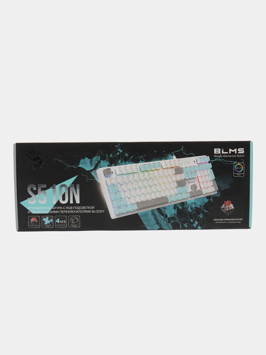 Белый клавиатура игровая механическая A4Tech Bloody S510N, S510NP, B820N