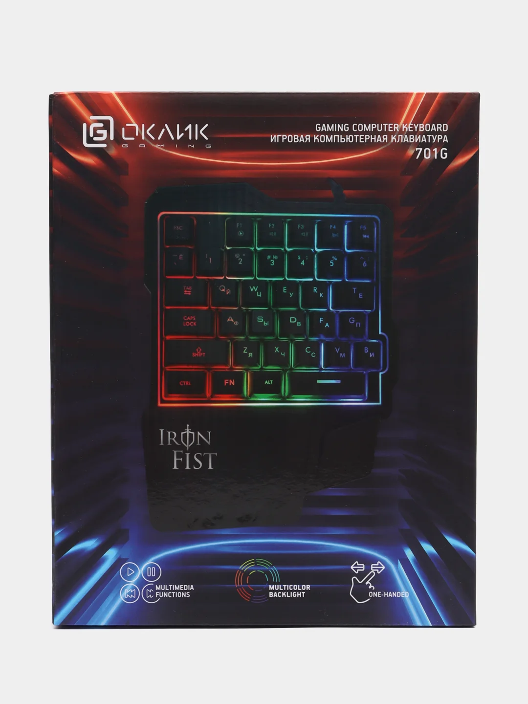 Черный игровой блок - клавиатура Oklick 701G Iron Fist, USB, мини клавиатура