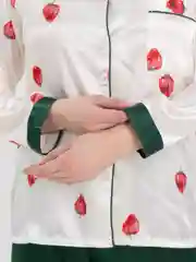 Зеленый пижама женская атласная, комплект: рубашка и брюки