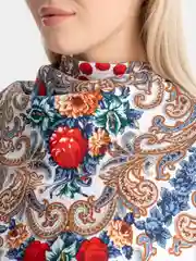 Небесно-голубой женский русский платок, с бахромой
