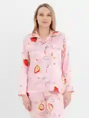 Конфетный пижама женская атласная, комплект: рубашка и брюки