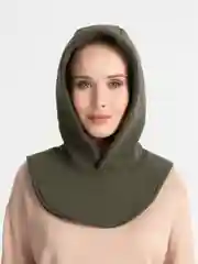 Лесной зеленый капор с начёсом, капюшон с воротником