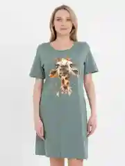 Зеленый туника женская с принтом, хлопок