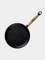 Сковорода блинная чугунная литая с деревянной ручкой для блинов Камская посуда