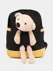 Черный рюкзак детский, портфель с игрушкой