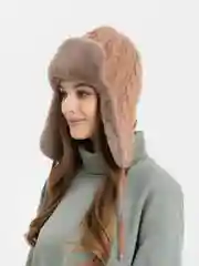 Терракотовый шапка ушанка женская, зимняя