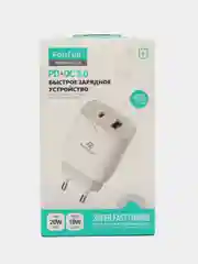 Белый зарядное устройство USB to Type-C, адаптер, блок питания, 20W, быстрая, iPhone, Android