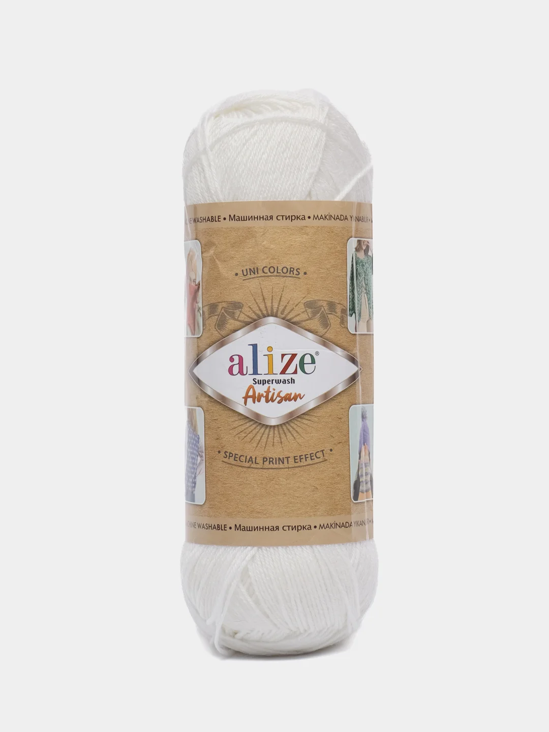 Белый пряжа Носочная Alize Superwash Artisan 75% шерсть, 25% полиамид, 100 г, 420 м