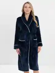 Синий халат банный, утепленный Унисекс