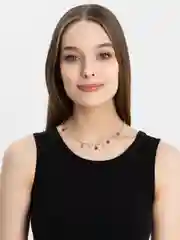 Серебряный чокер-цепочка на шею "Пончик", с цветными пончиками