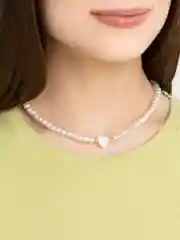 Чокер на шею с подвеской "Сердце", жемчуг