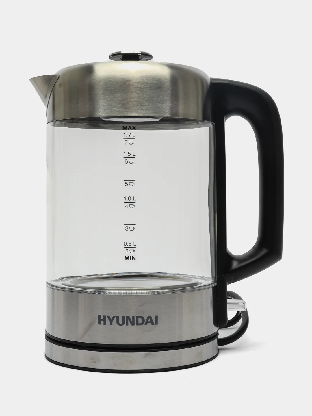 Черный чайник электрический Hyundai HYK-G6405, 1.7л / HYK-P1409 1.7л