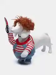 Синий костюм для собак и кошек кукла с ножом, рождество, косплей