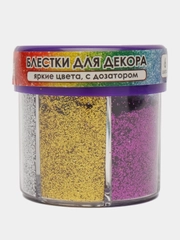 Блестки для декора, диспенсер с дозатором, 6 цветов, 10 г