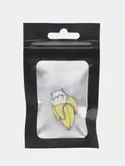 Горчичный значок металлический, брошь, пин, pin "Котик-банан" на одежду и рюкзак, портфель, сумку