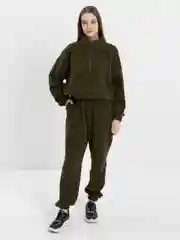 Зелёный хаки женский спортивный костюм, на двухстороннем флисе