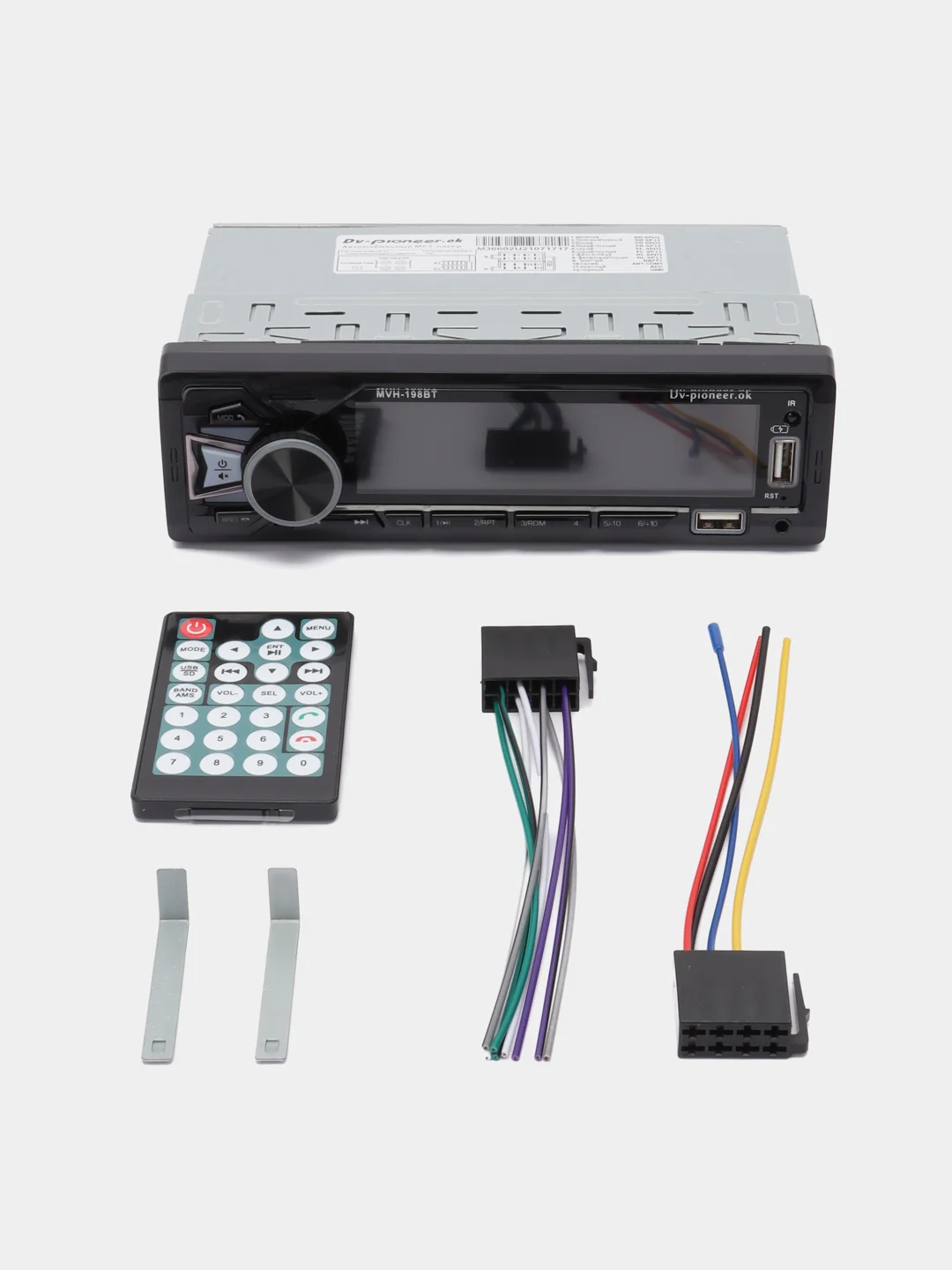 Автомагнитола, 1 DIN, Bluetooth, AUX, USB, 7 цветов подсветки