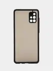 Черный чехол Samsung Galaxy A71 (Самсунг Галакси А71), пластиковый, матовый, с цветными кнопками