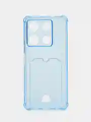 Голубой чехол для Infinix Note 30 Pro (Инфиникс Нот 30 Про), прозрачный, с карманом для карты