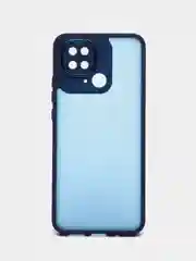 Синий чехол матовый для Redmi 10C / Poco C40, пластиковый, полупрозрачный, с глянцевой рамкой