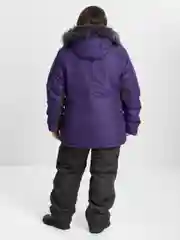 Синий женский зимний костюм с меховой опушкой
