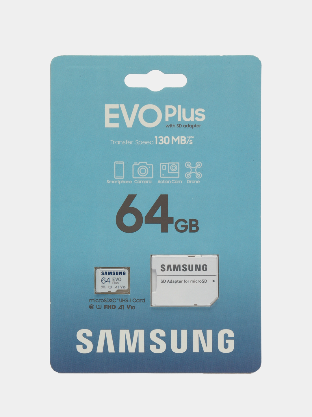 Карта памяти Samsung EVO Plus micro SDXC, 64 ГБ купить по цене 1199 ₽ в  интернет-магазине KazanExpress