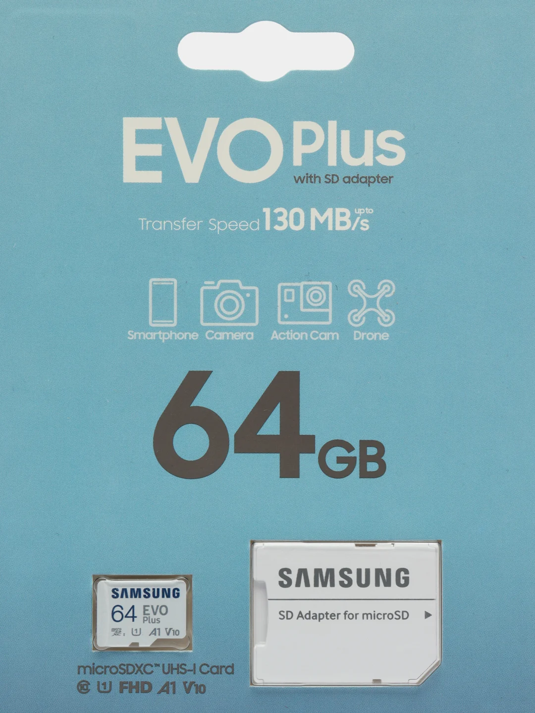 Карта памяти Samsung EVO Plus micro SDXC, 64 ГБ