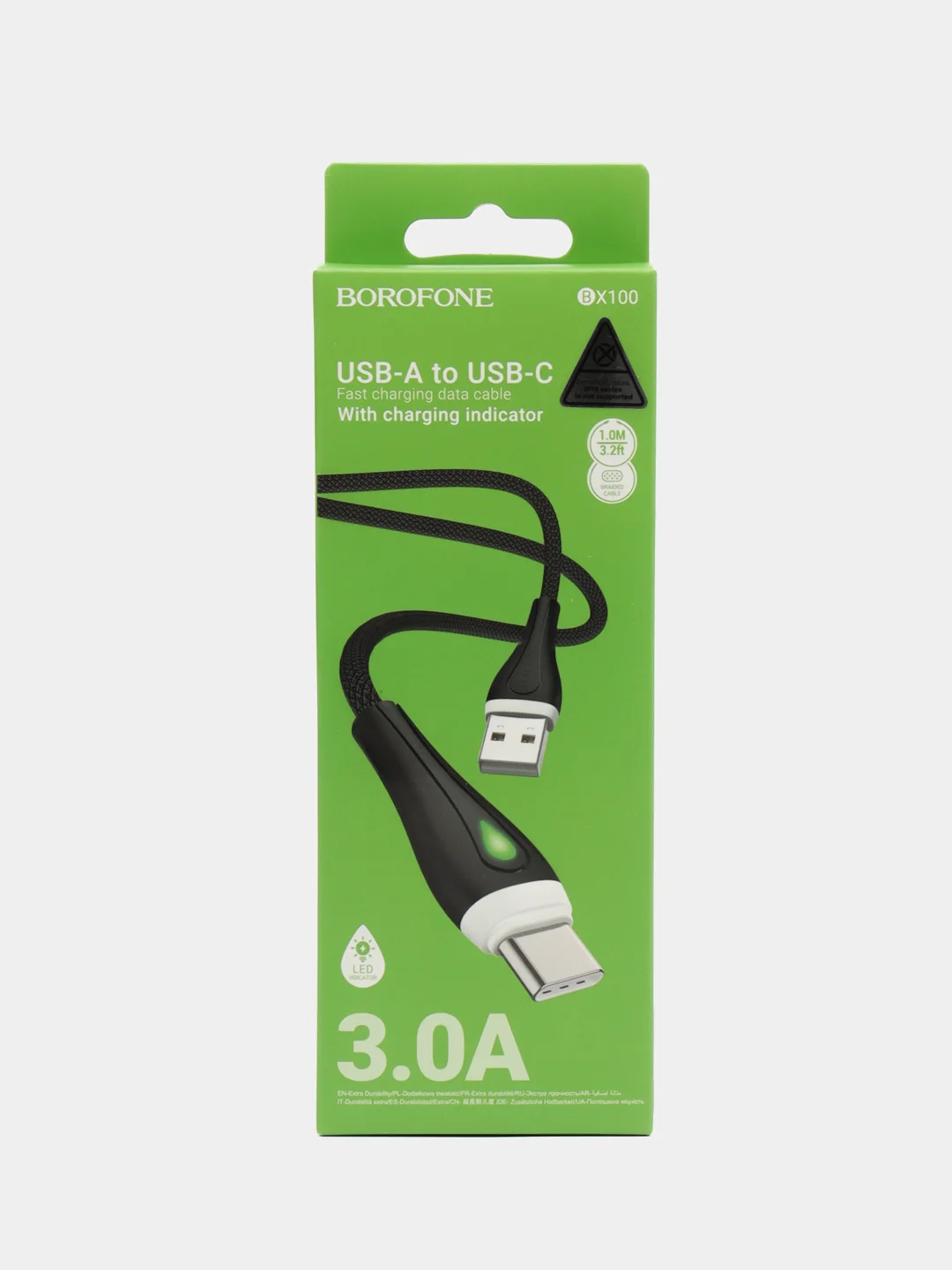 Черный кабель BOROFONE BX100, Micro-USB, Type-C, Lightning, для Android и iPhone, 3 вида, 1 м